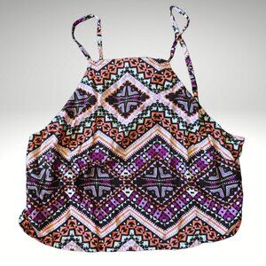 Express Multicolor Geometric Print Crop Top Adjustable Straps